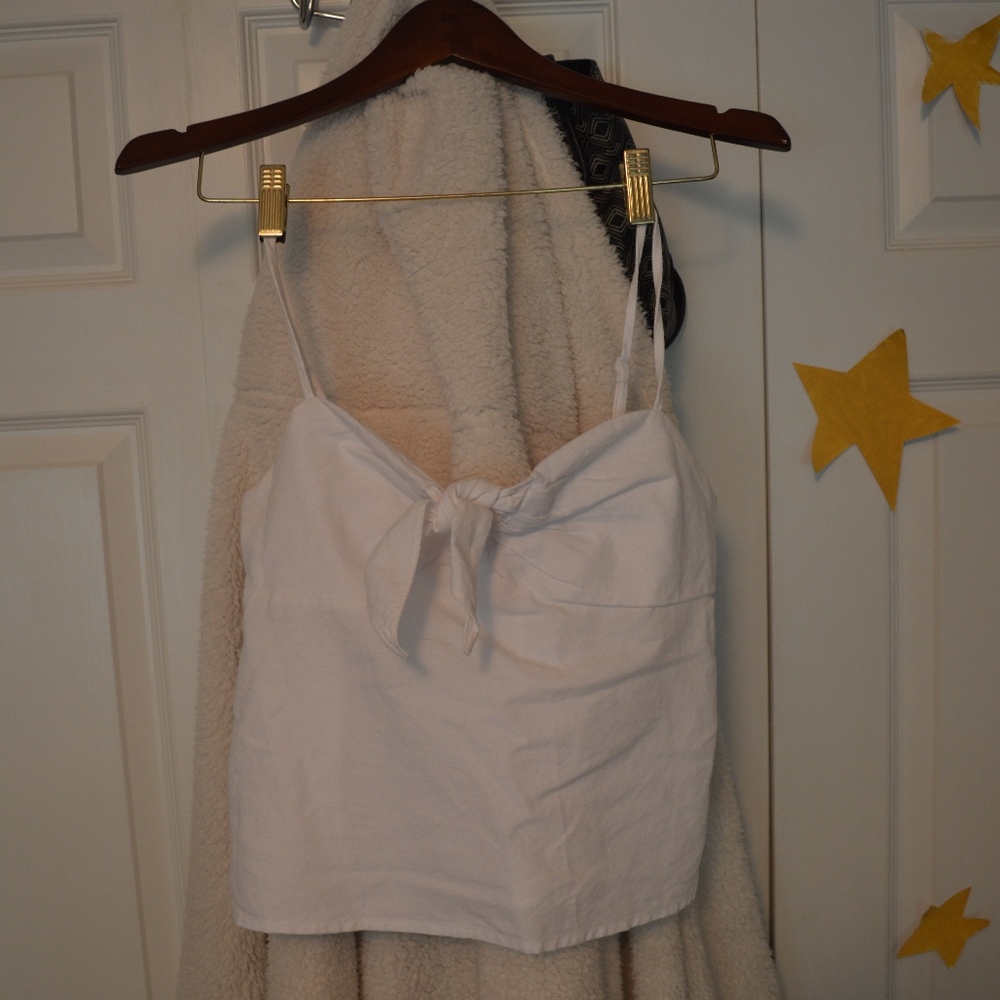 Brandy Melville White Front Tie Tank